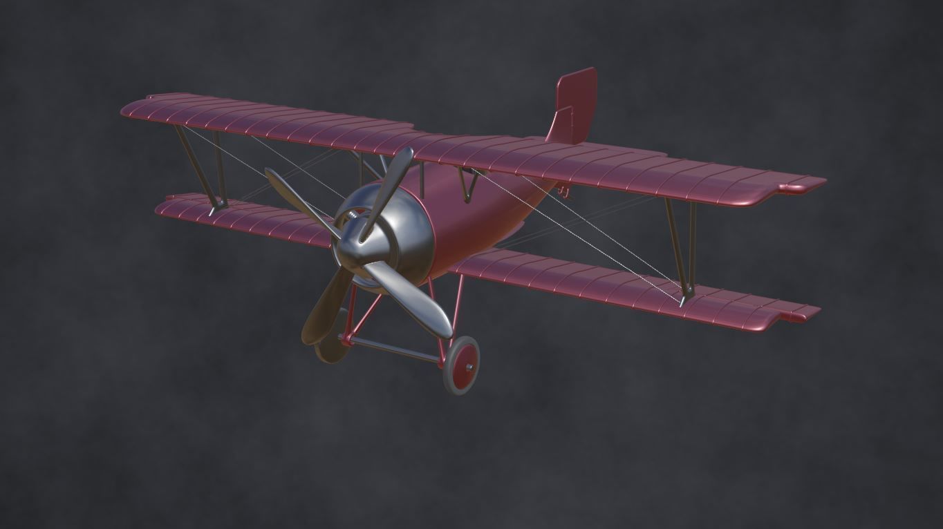 ww biplane  Low-poly 3D model_10