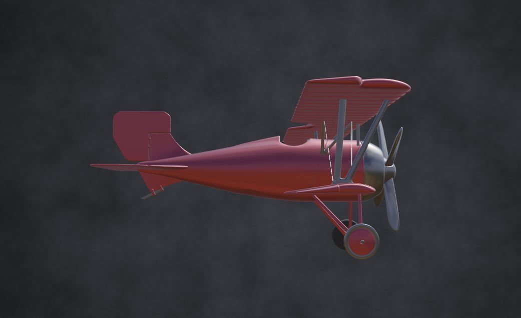 ww biplane  Low-poly 3D model_3