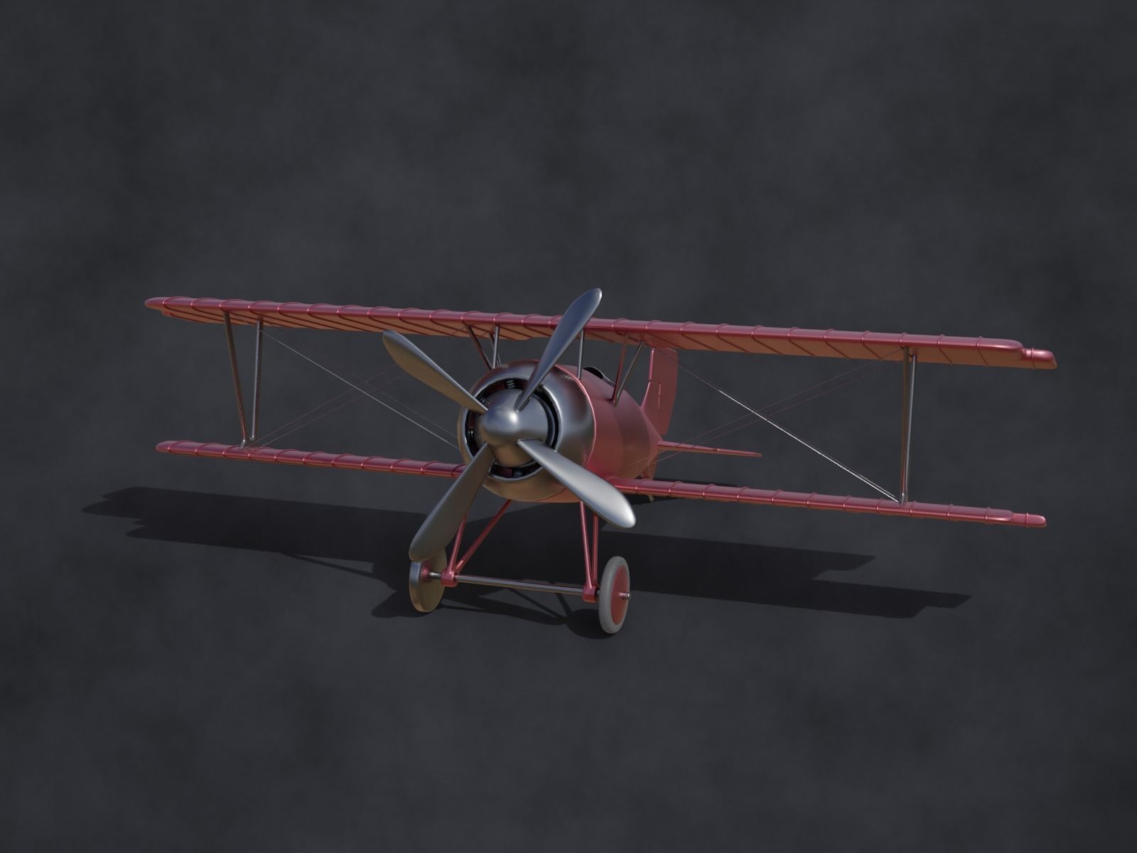 ww biplane  Low-poly 3D model_8