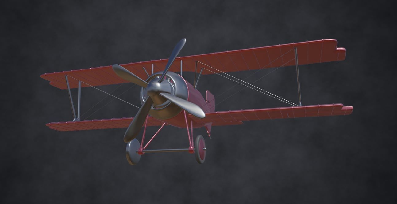 ww biplane  Low-poly 3D model_11