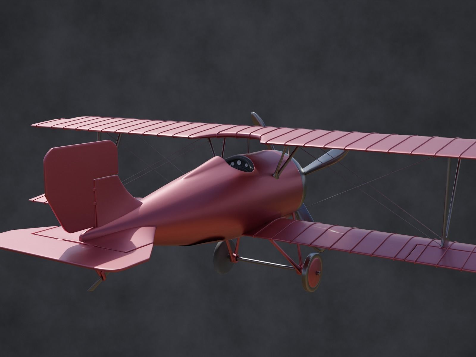 ww biplane  Low-poly 3D model_16