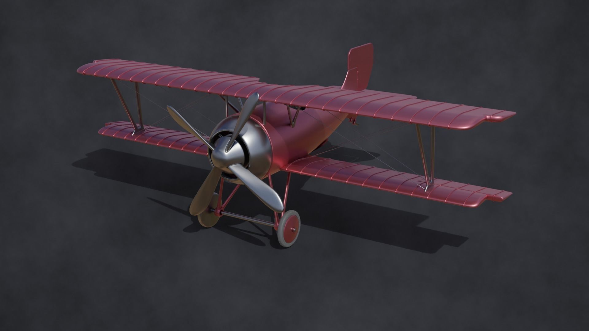 ww biplane  Low-poly 3D model_7