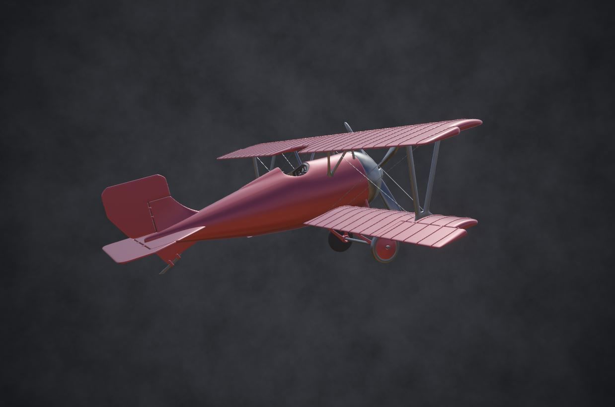 ww biplane  Low-poly 3D model_15