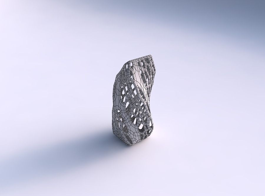 Vase twisted bent quadratic with organic lattice with solid s... 3D print model_5