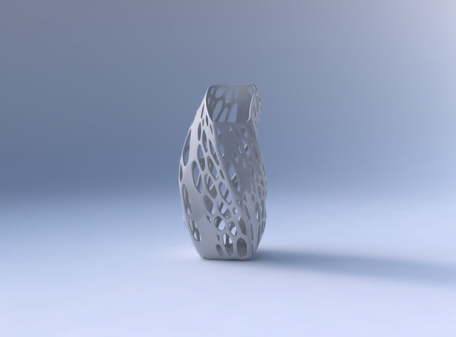 Vase twisted bent quadratic with organic lattice with solid s... 3D print model_4