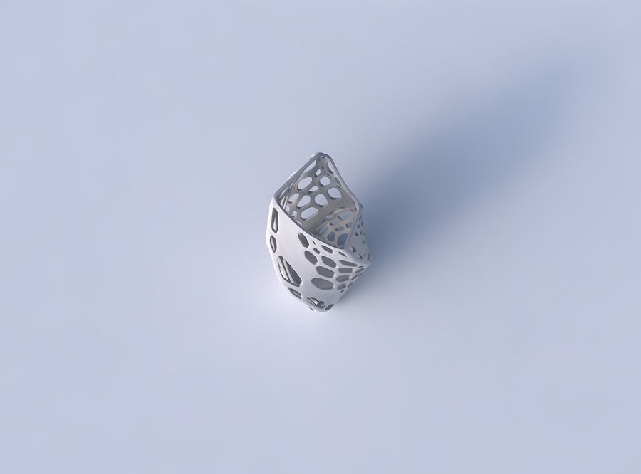 Vase twisted bent quadratic with organic lattice with solid s... 3D print model_2