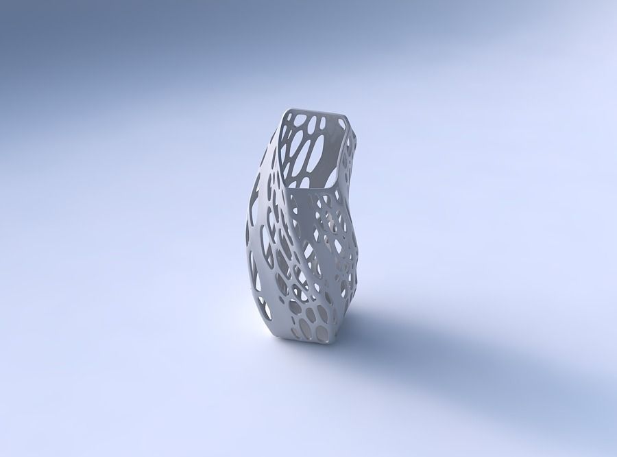 Vase twisted bent quadratic with organic lattice with solid s... 3D print model_3