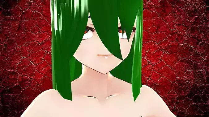 3d Model Character Anime Hentai Long Hair Green
