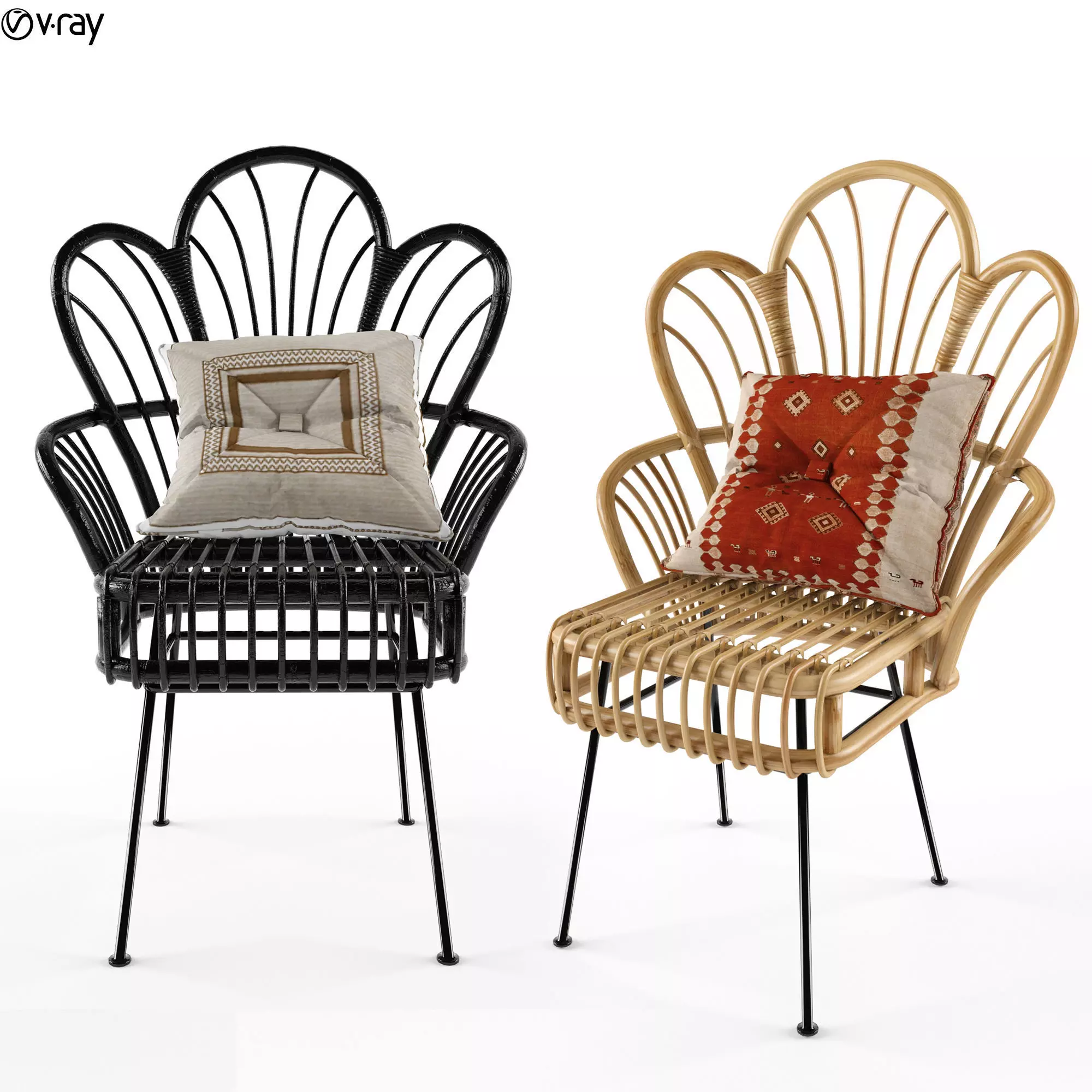Avocet Rattan Fan Back Accent Chair 3D model_0