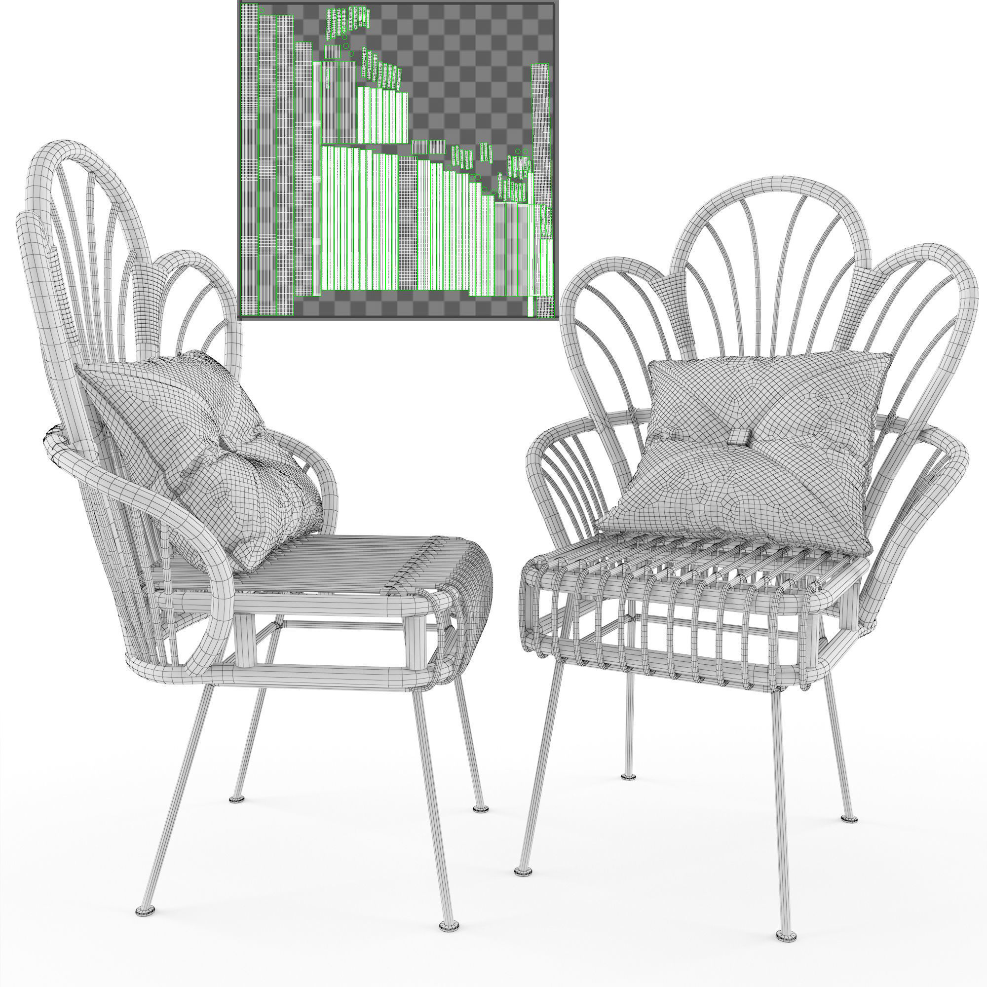 Avocet Rattan Fan Back Accent Chair 3D model_3