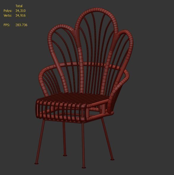 Avocet Rattan Fan Back Accent Chair 3D model_4