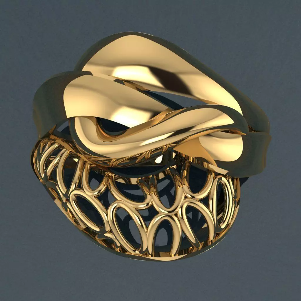Ring1 gold ring with intricate design 3D print model