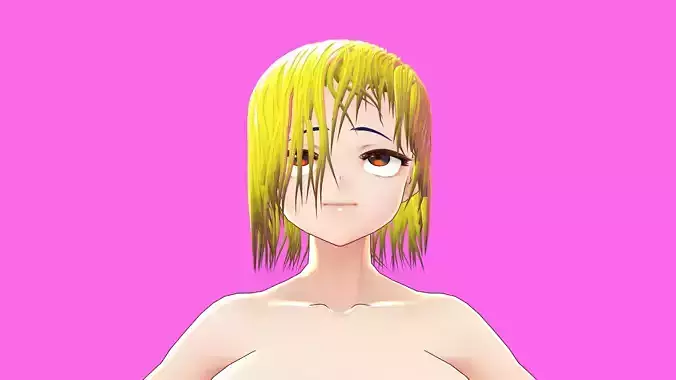 3d model Anime Blonde short Hair Sexy woman