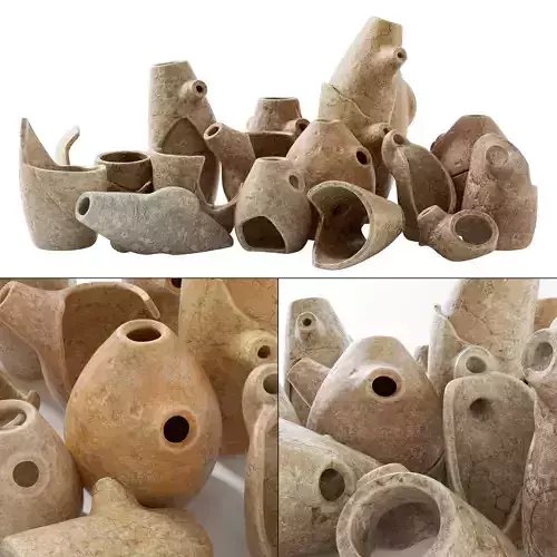 Clay old dishes  splinter  decor n1 3D model