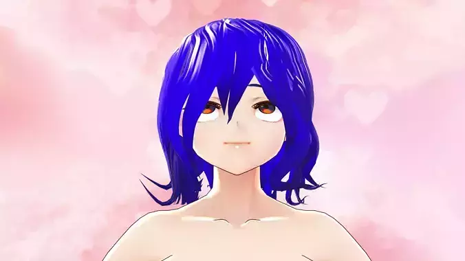 3d Model Anime Character avatar Blue Hair Hentai