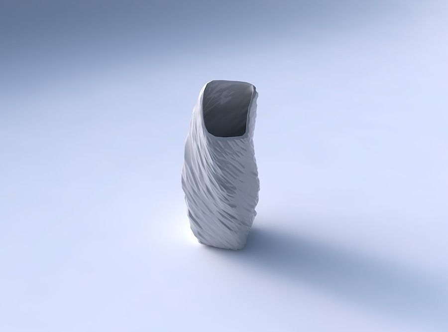 Vase twisted bent quadratic with twisted rocky bulges 3D print model_3
