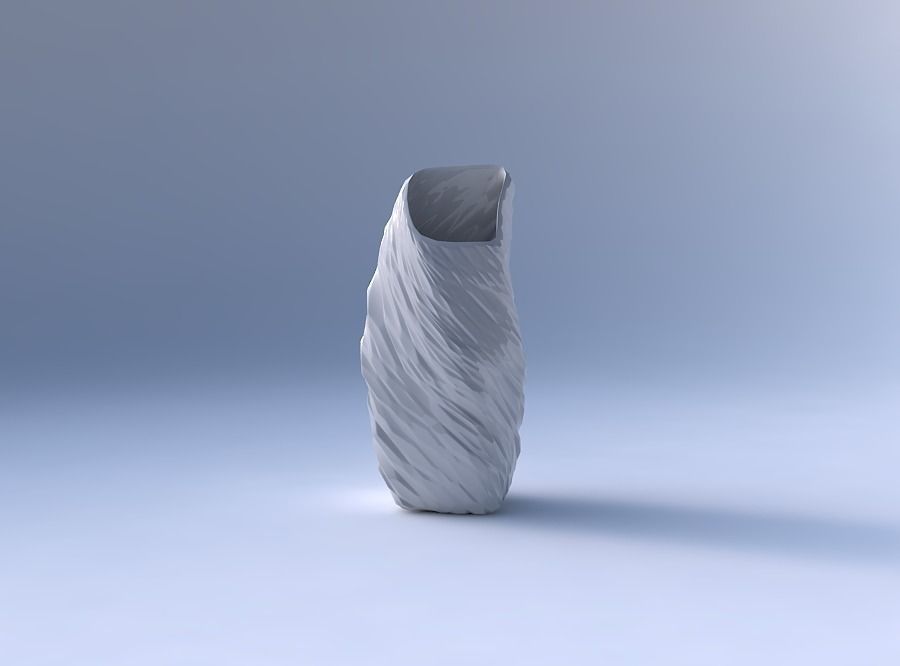 Vase twisted bent quadratic with twisted rocky bulges 3D print model_4