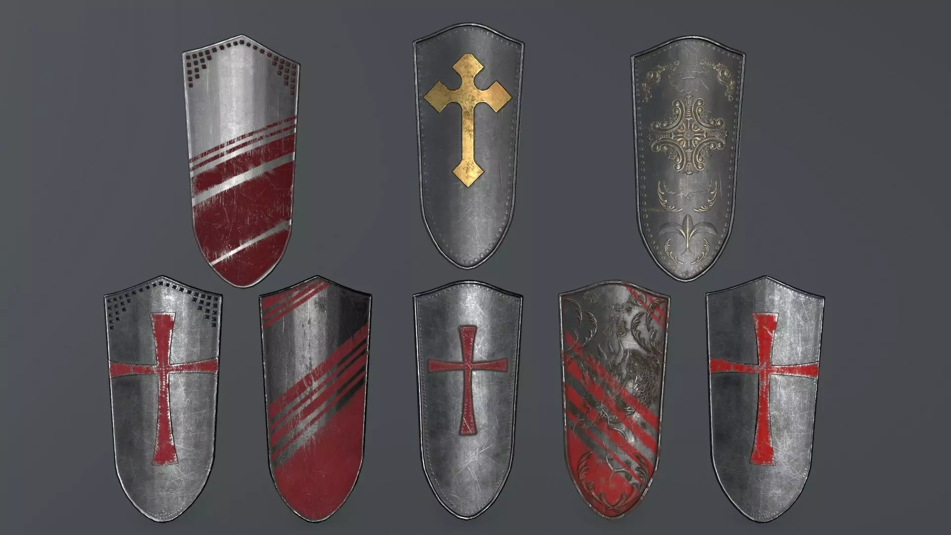 shield set 1 roman soldier Low-poly 3D model