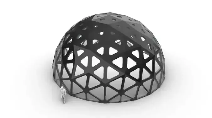 Geodesic Dome with Dynamic Perforations and glass panels