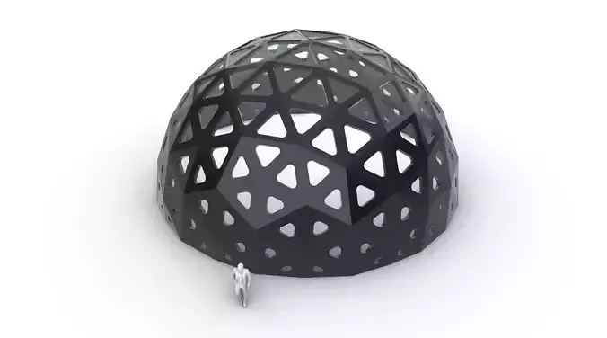 Geodesic Dome with Dynamic Perforations and glass panels