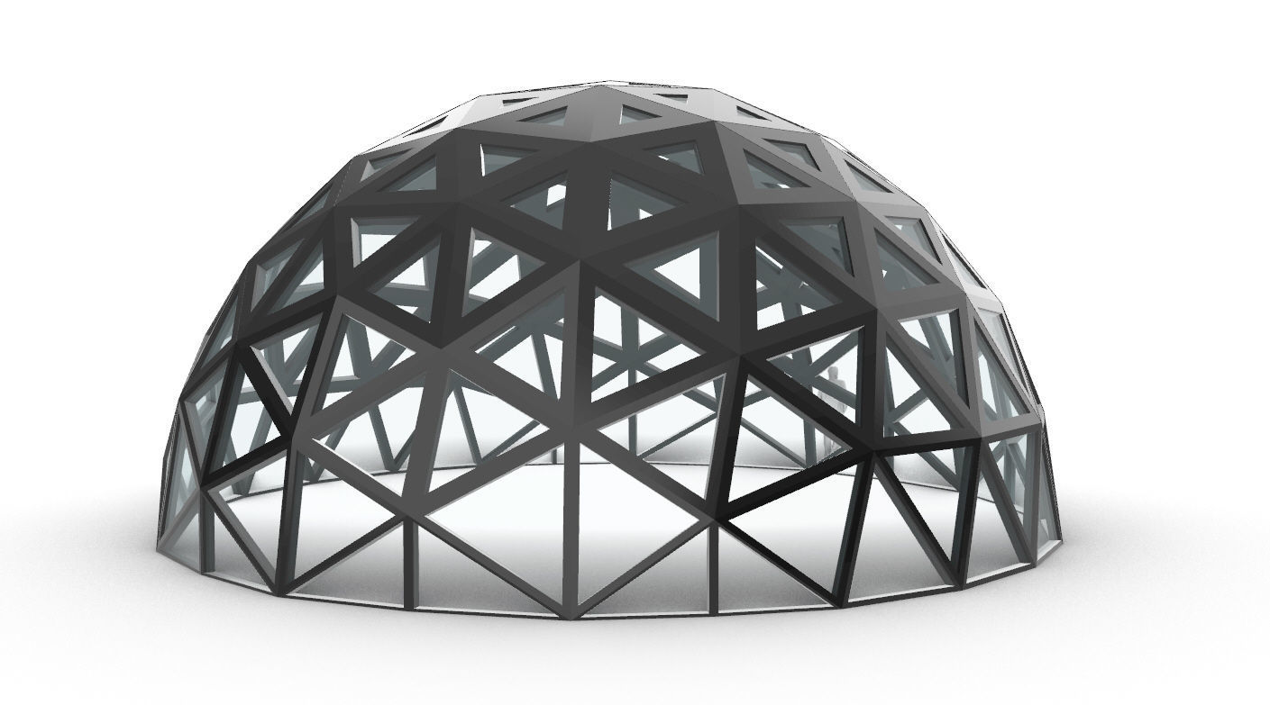 Geodesic Dome with Dynamic Perforations and glass panels 3D model_44