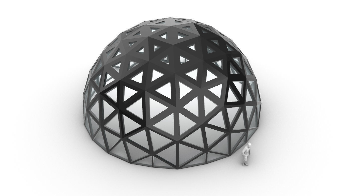 Geodesic Dome with Dynamic Perforations and glass panels 3D model_69