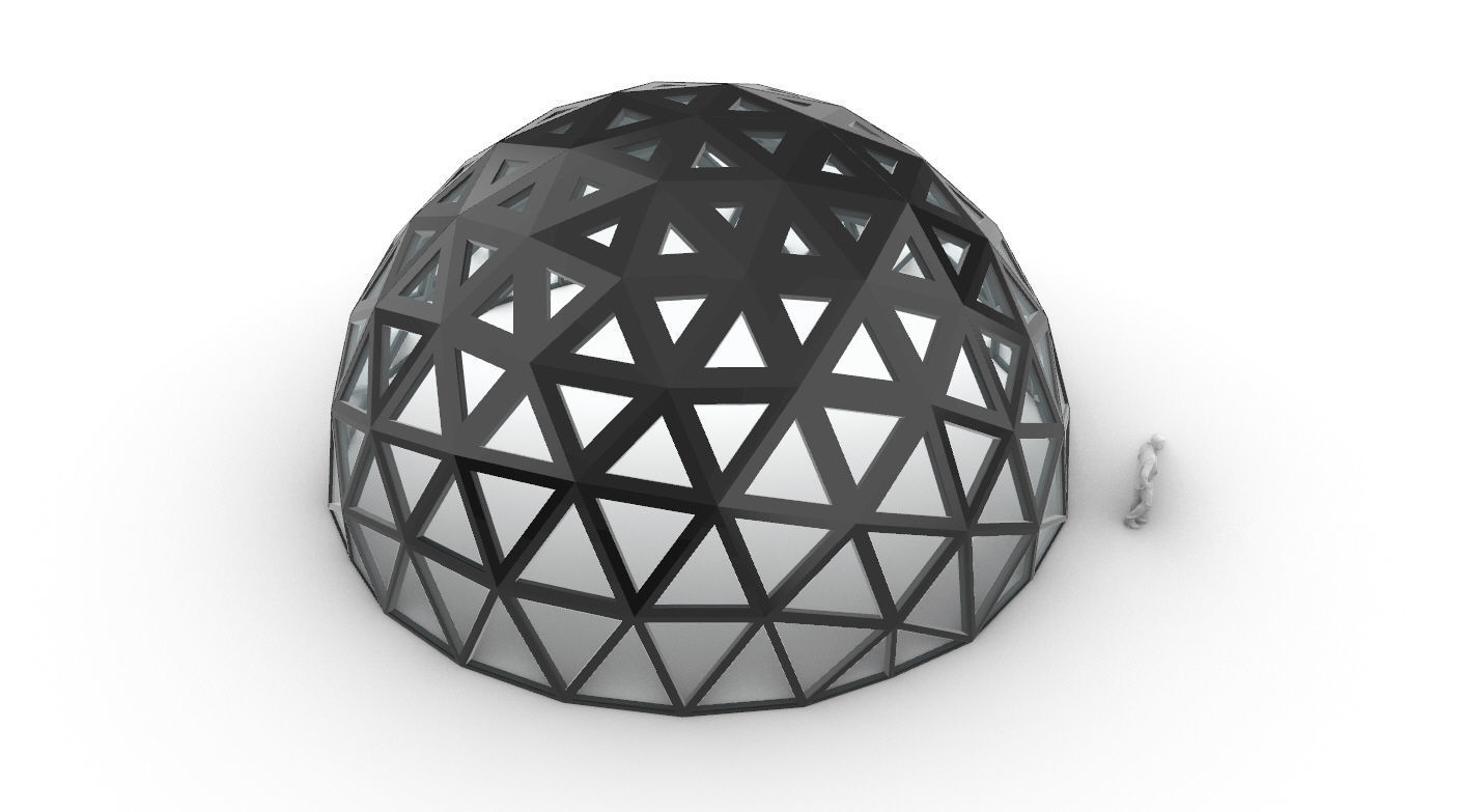 Geodesic Dome with Dynamic Perforations and glass panels 3D model_61