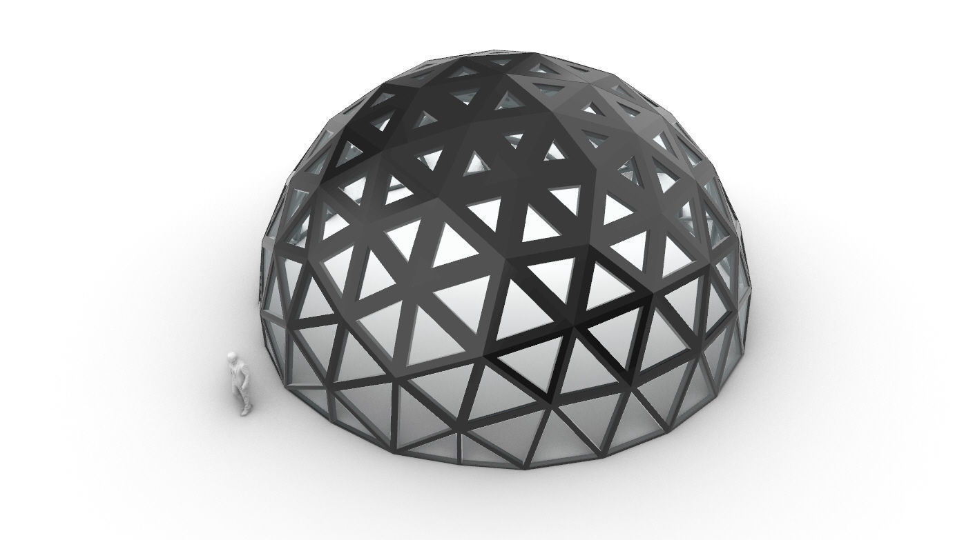 Geodesic Dome with Dynamic Perforations and glass panels 3D model_9