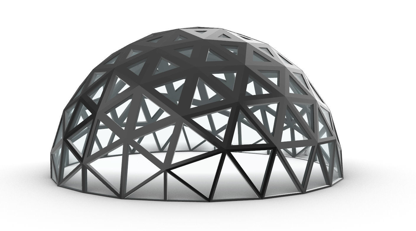 Geodesic Dome with Dynamic Perforations and glass panels 3D model_48