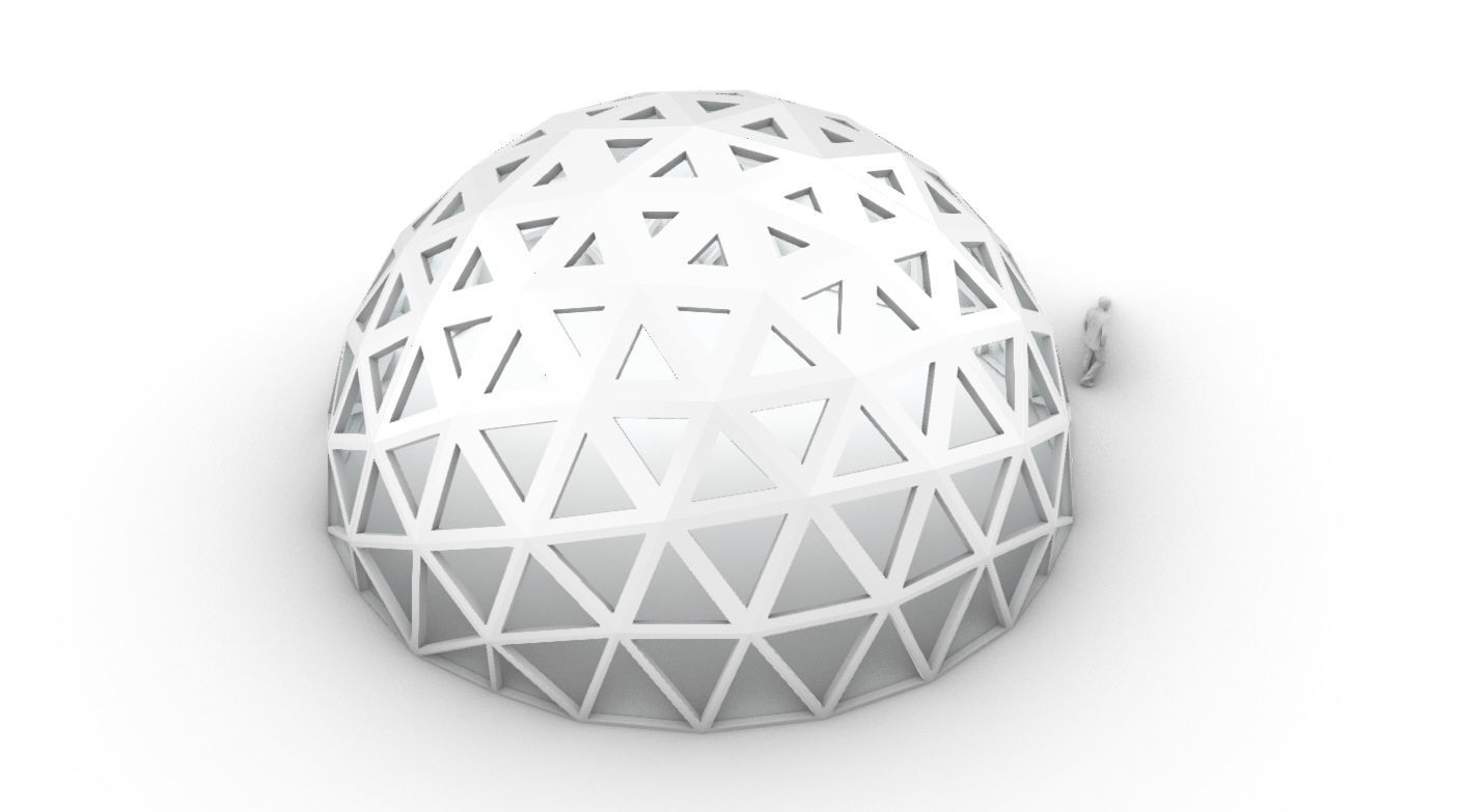 Geodesic Dome with Dynamic Perforations and glass panels 3D model_54