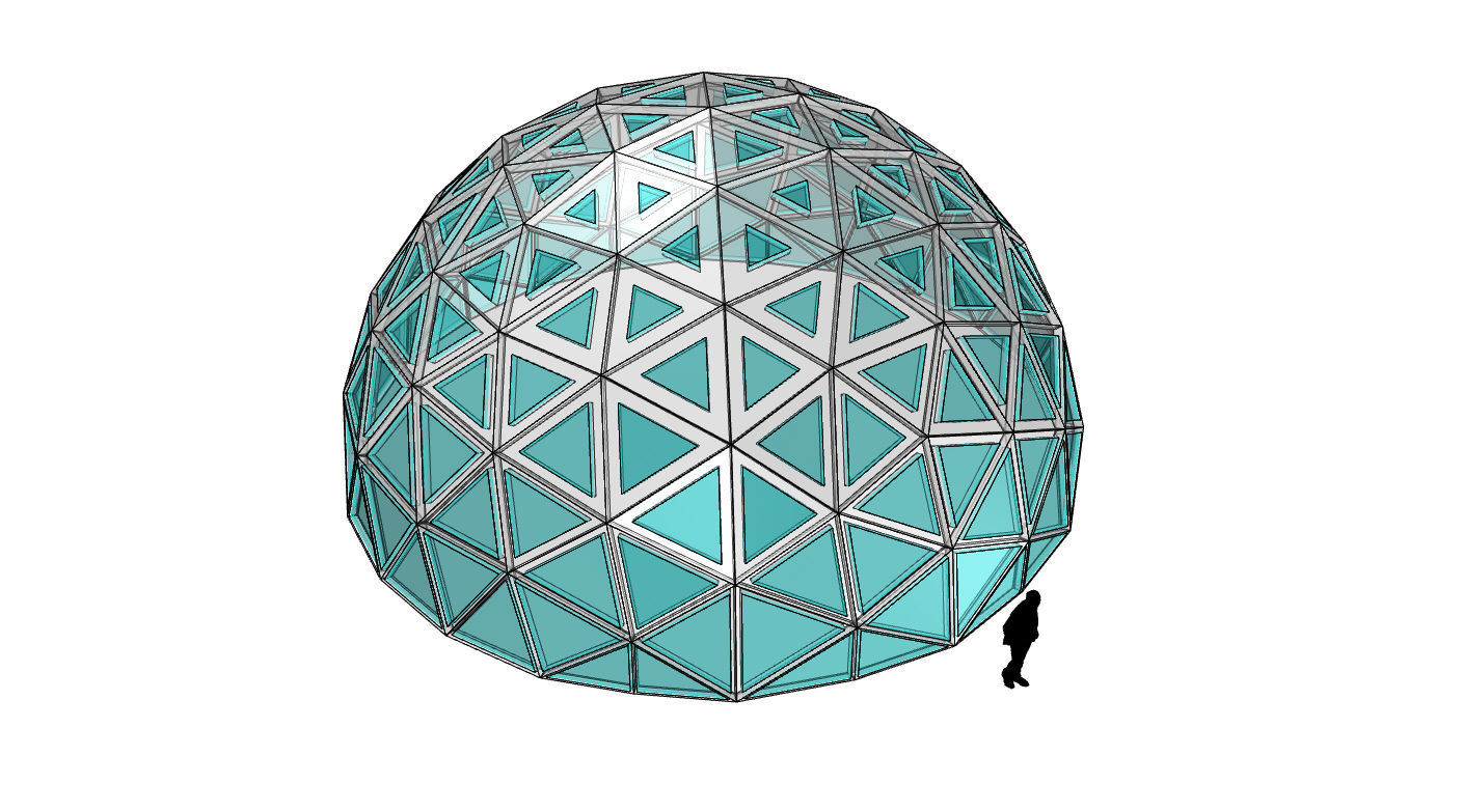 Geodesic Dome with Dynamic Perforations and glass panels 3D model_71