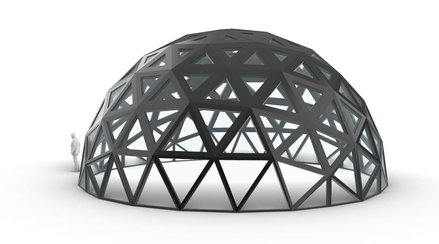Geodesic Dome with Dynamic Perforations and glass panels 3D model_20