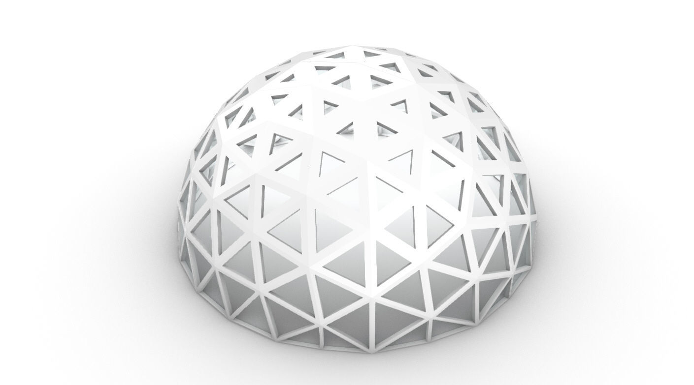 Geodesic Dome with Dynamic Perforations and glass panels 3D model_30