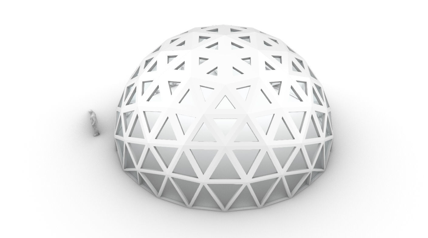 Geodesic Dome with Dynamic Perforations and glass panels 3D model_18
