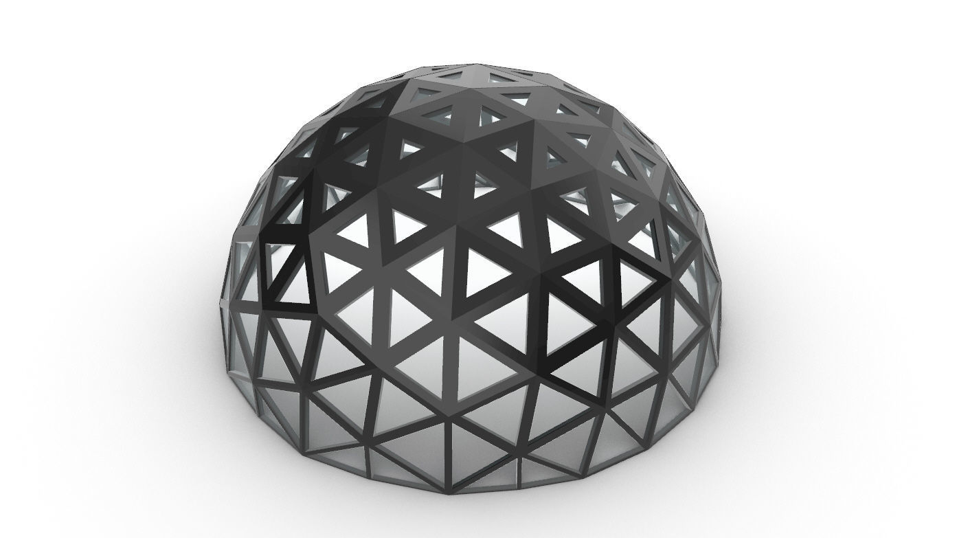 Geodesic Dome with Dynamic Perforations and glass panels 3D model_45