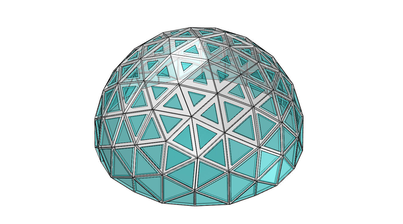 Geodesic Dome with Dynamic Perforations and glass panels 3D model_43