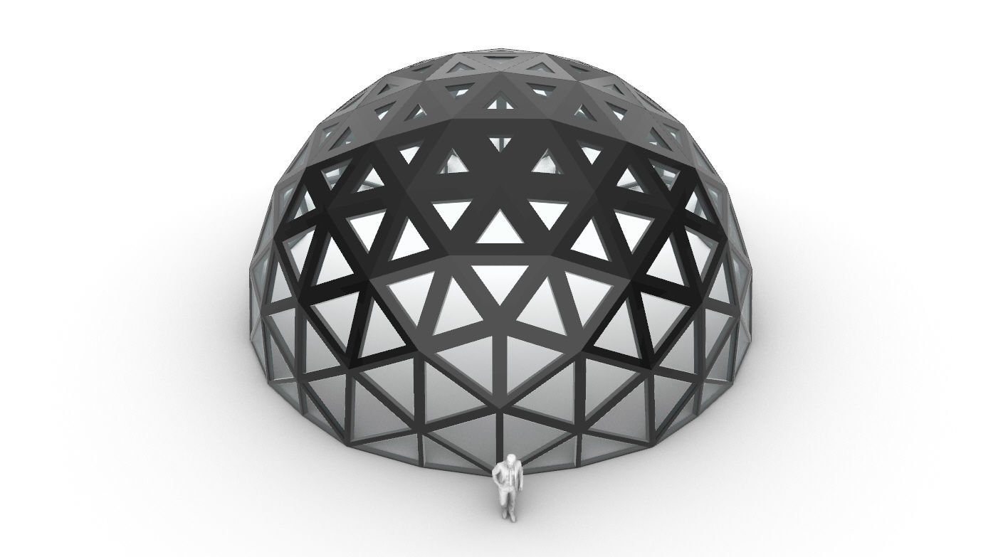 Geodesic Dome with Dynamic Perforations and glass panels 3D model_77