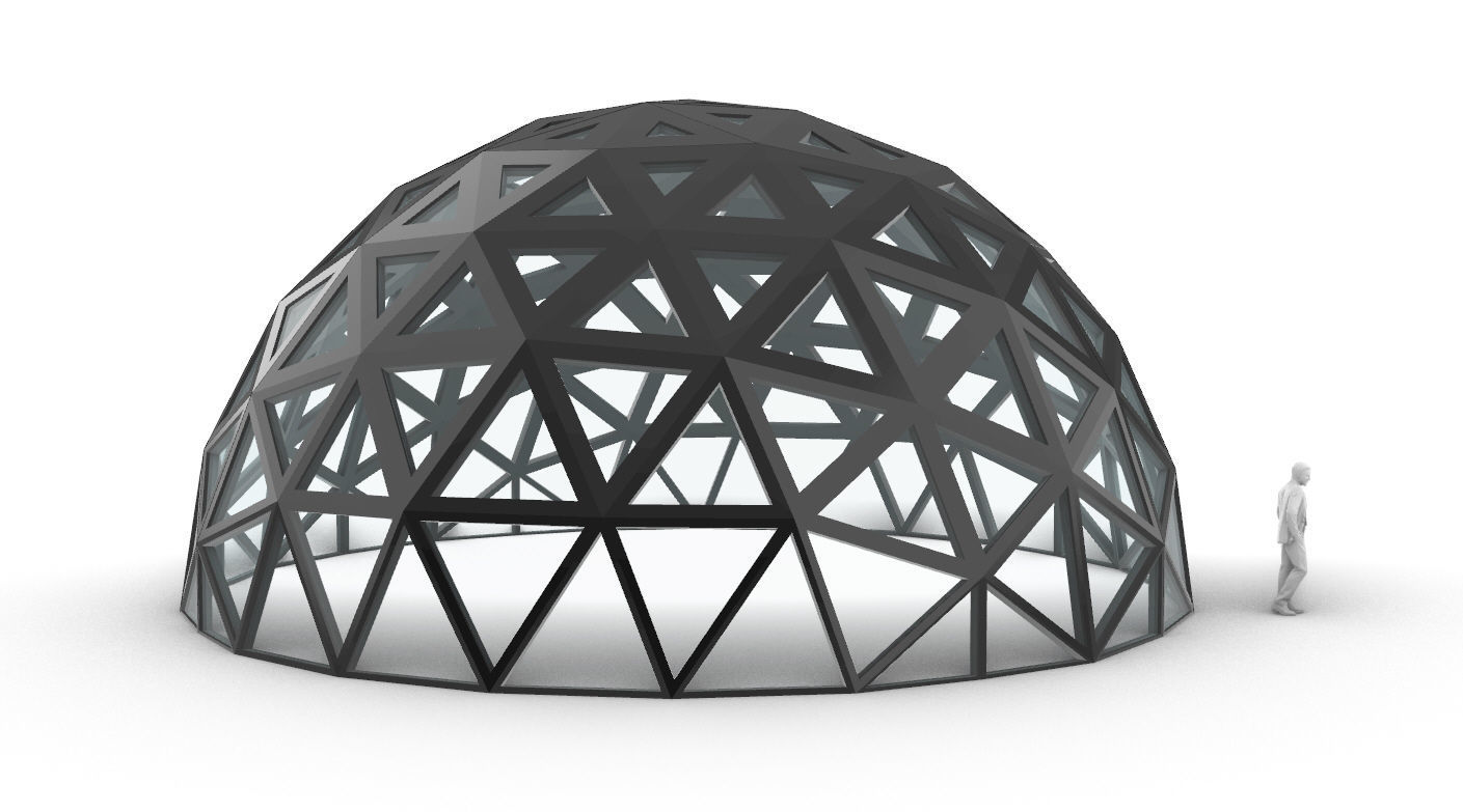 Geodesic Dome with Dynamic Perforations and glass panels 3D model_60