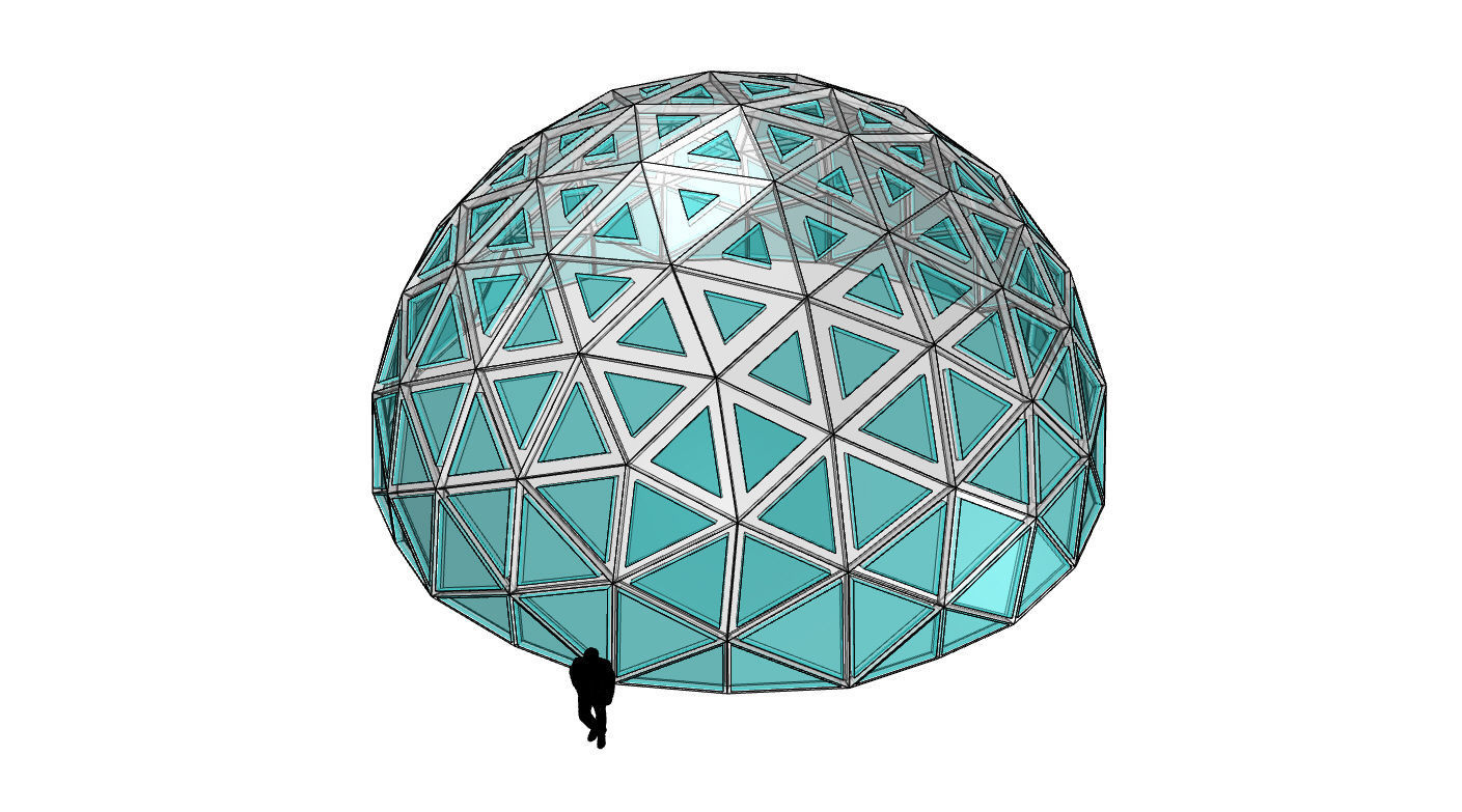 Geodesic Dome with Dynamic Perforations and glass panels 3D model_3