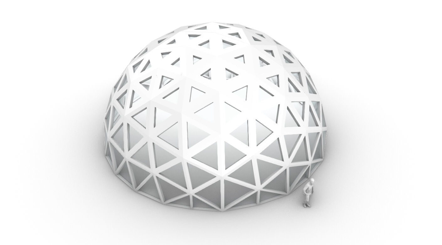 Geodesic Dome with Dynamic Perforations and glass panels 3D model_70