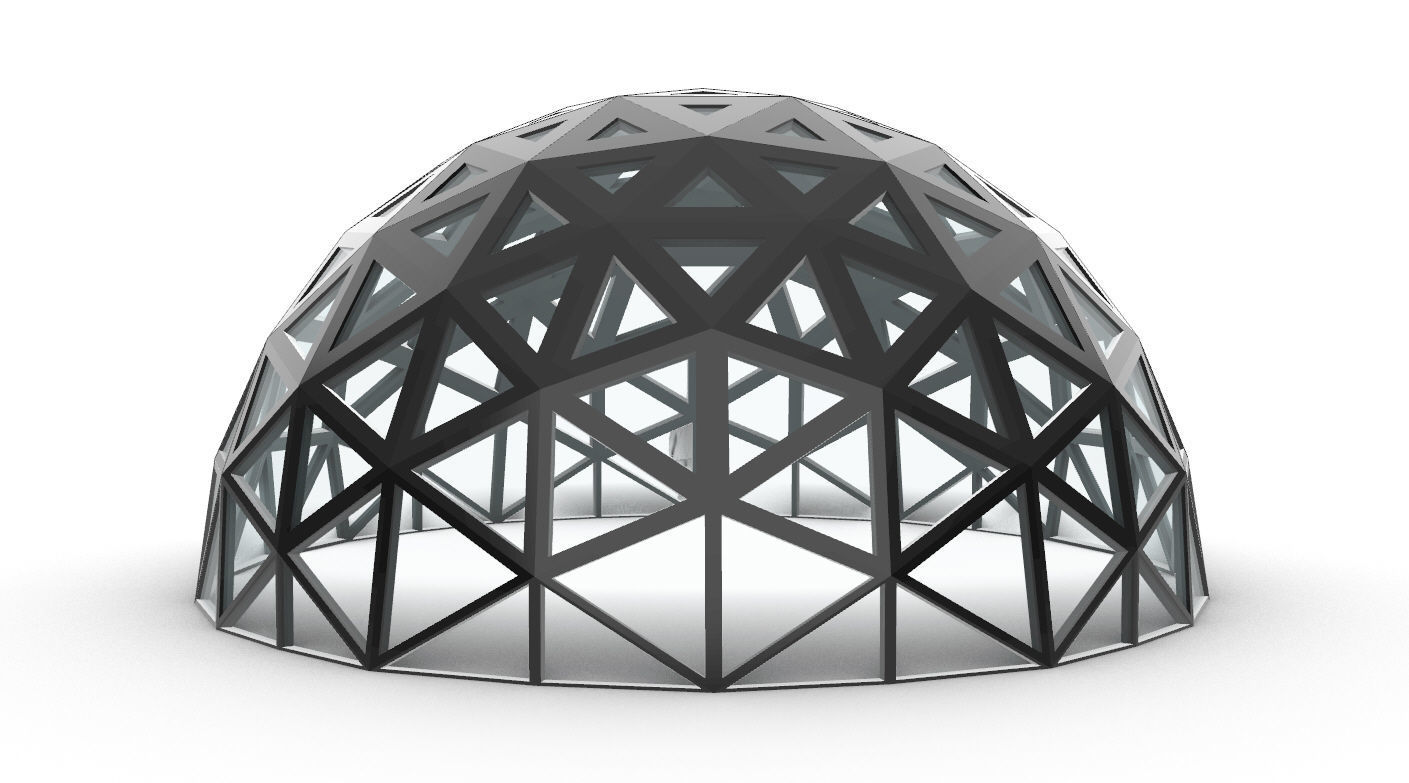 Geodesic Dome with Dynamic Perforations and glass panels 3D model_36