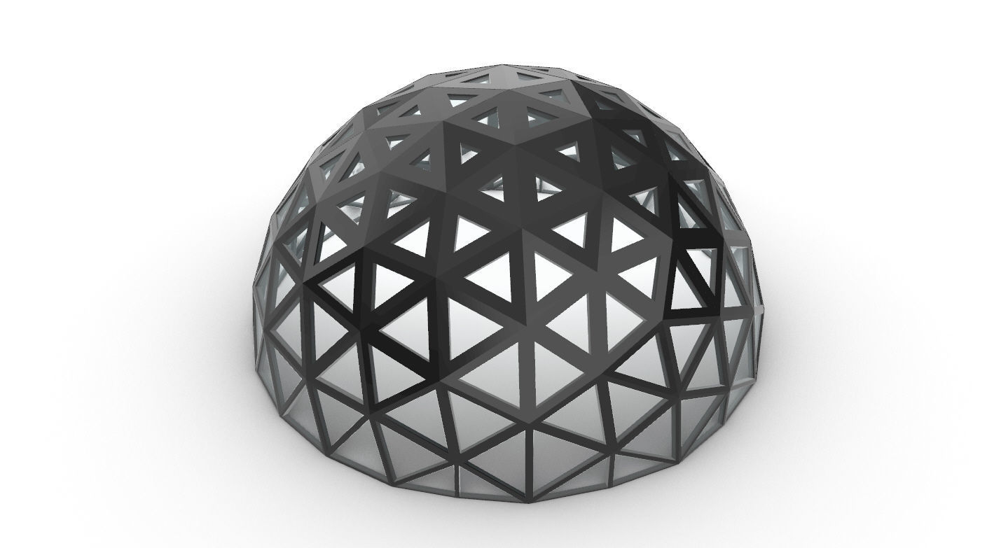 Geodesic Dome with Dynamic Perforations and glass panels 3D model_29