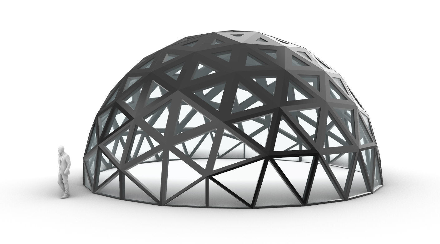Geodesic Dome with Dynamic Perforations and glass panels 3D model_8