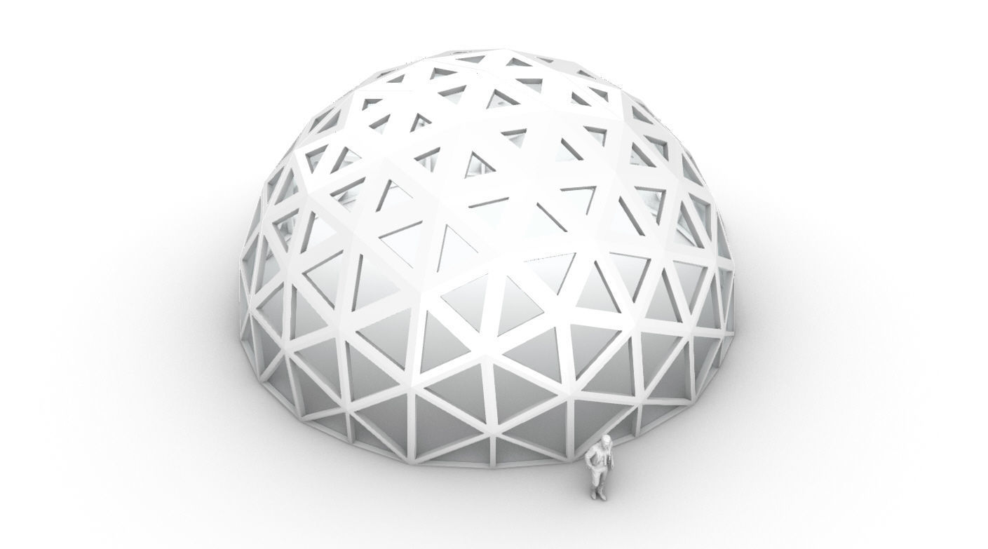 Geodesic Dome with Dynamic Perforations and glass panels 3D model_74