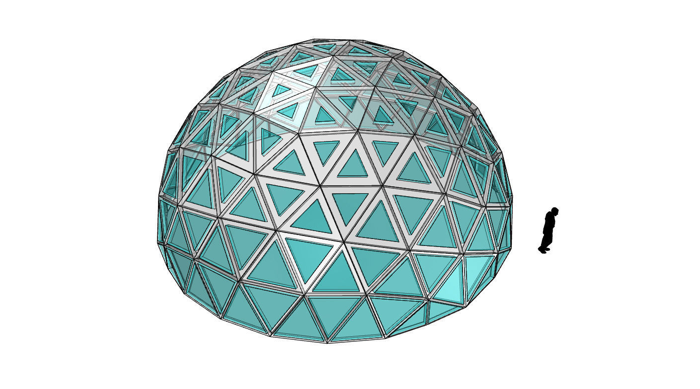 Geodesic Dome with Dynamic Perforations and glass panels 3D model_63