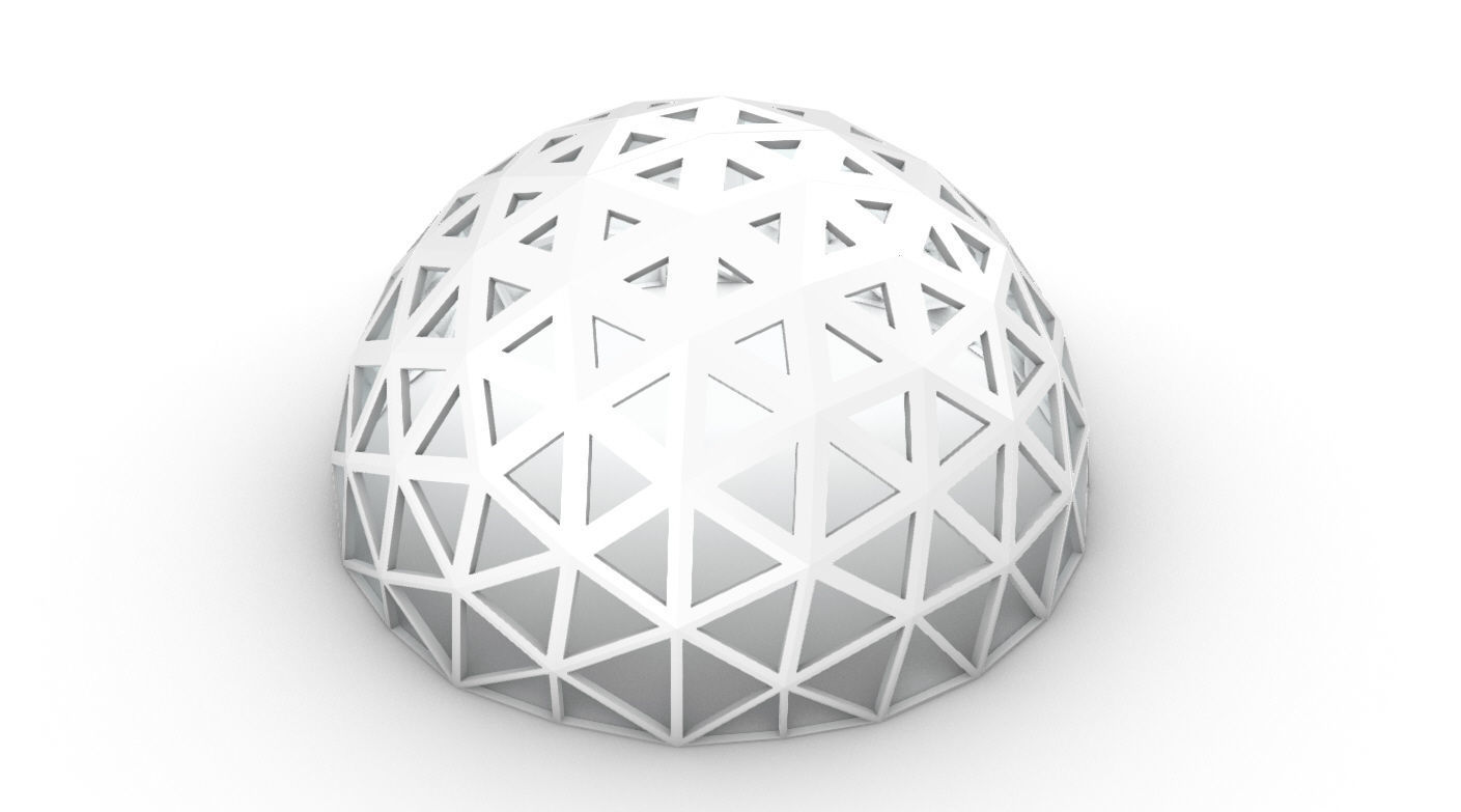 Geodesic Dome with Dynamic Perforations and glass panels 3D model_46