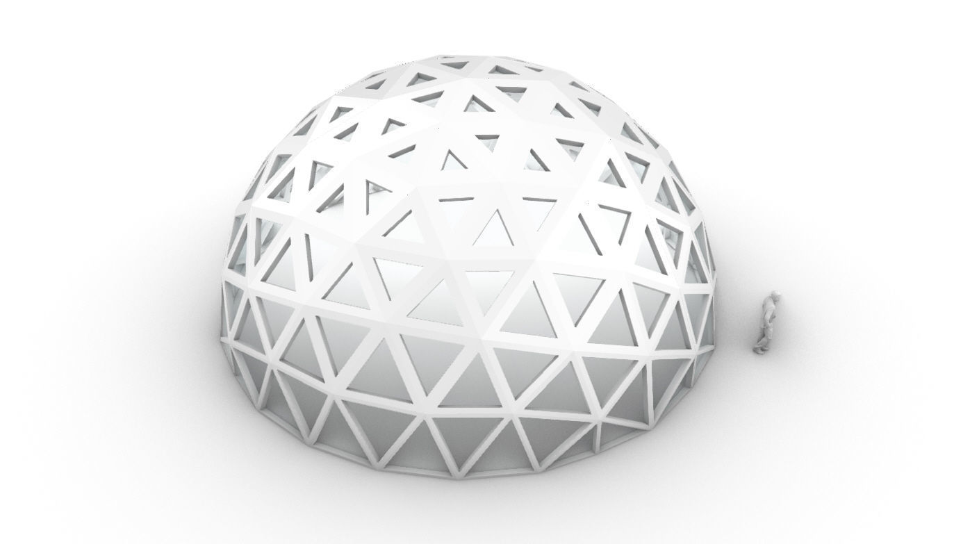 Geodesic Dome with Dynamic Perforations and glass panels 3D model_62