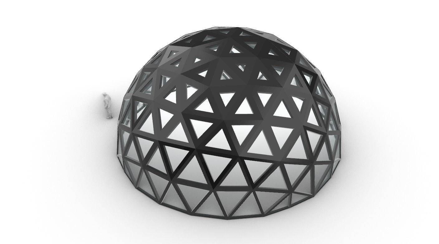 Geodesic Dome with Dynamic Perforations and glass panels 3D model_21