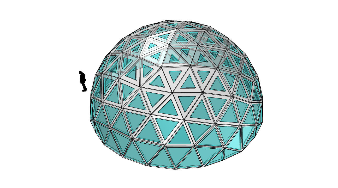Geodesic Dome with Dynamic Perforations and glass panels 3D model_23