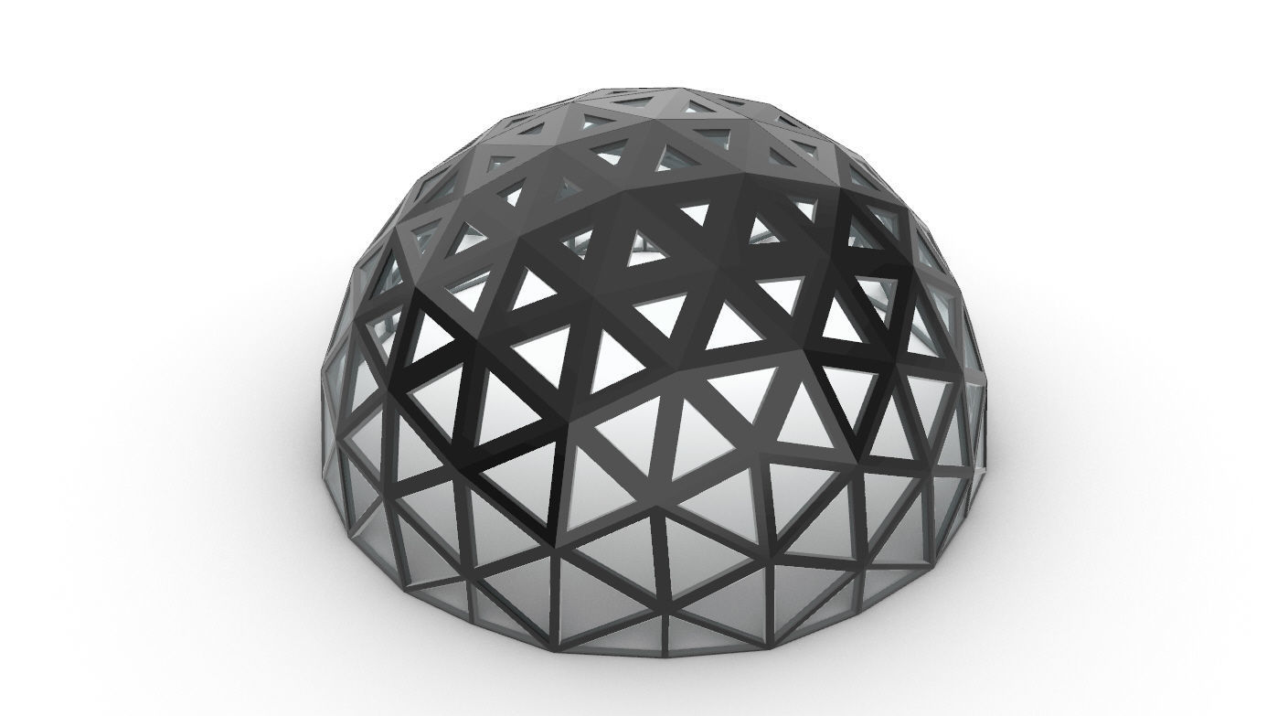 Geodesic Dome with Dynamic Perforations and glass panels 3D model_33